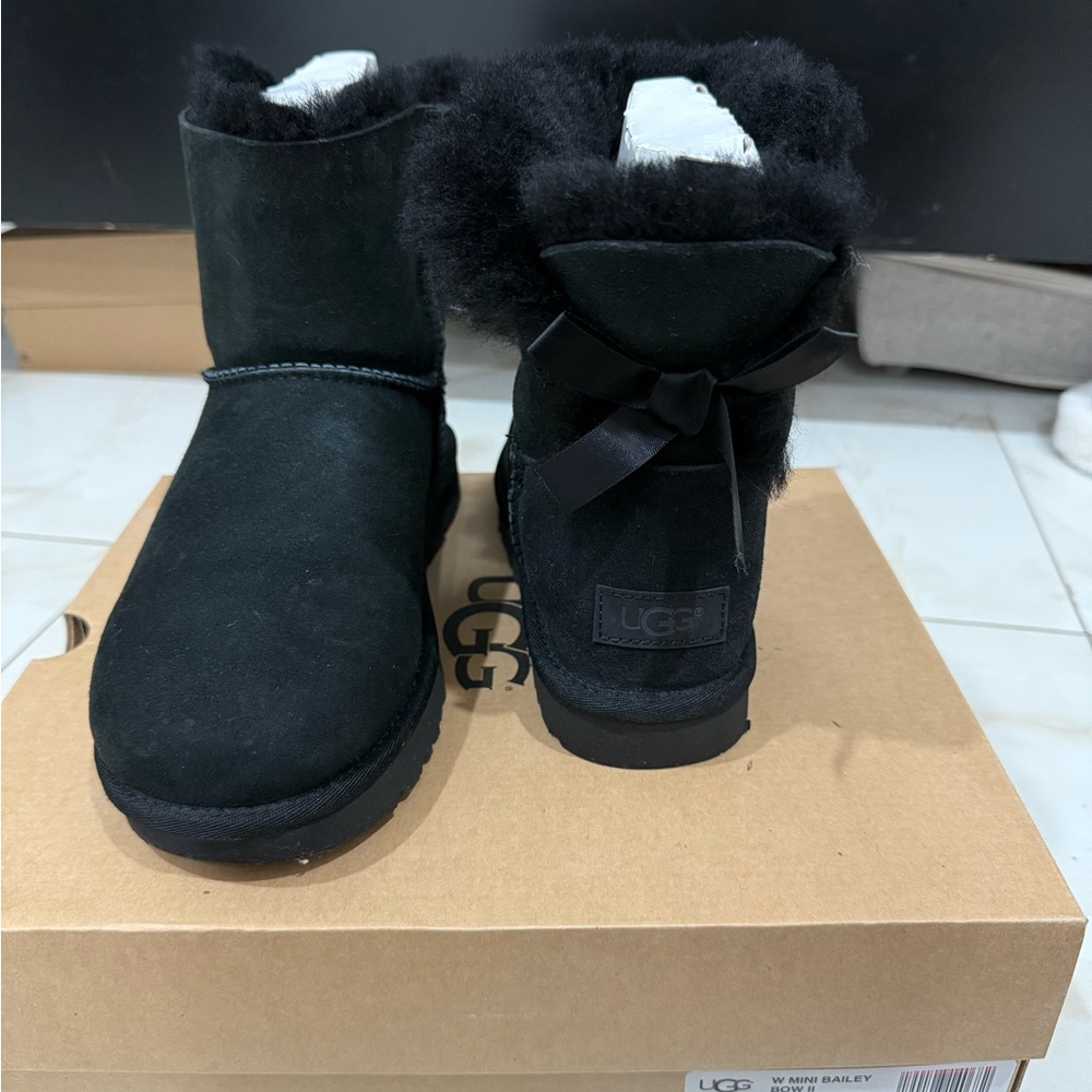 UGG Black Mini Bailey Bow Boots